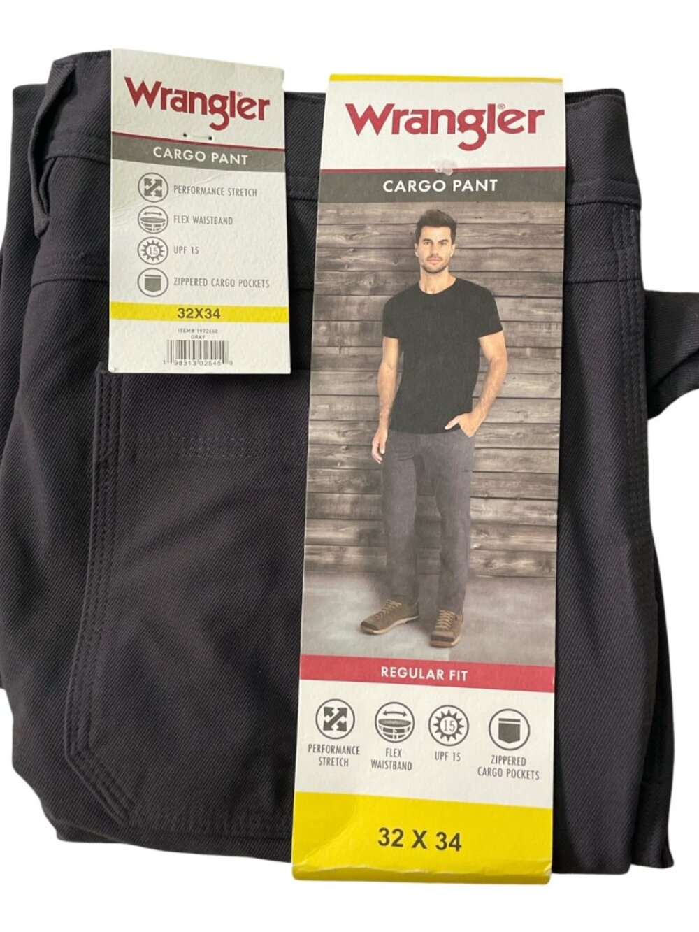 Men’s Cargo Pant, Wrangler, 32X34, Gray, NWT